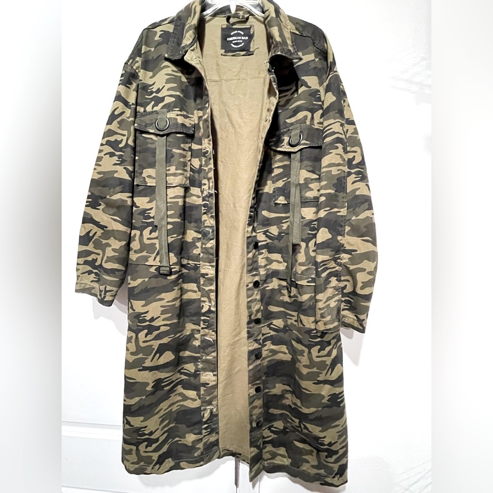 FASHION NOVA Mid length camo trench jacket